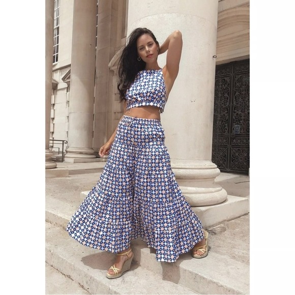 Zara Dresses & Skirts - Zara Woman Multicolored Geometric Print Tiered Maxi Skirt Size S